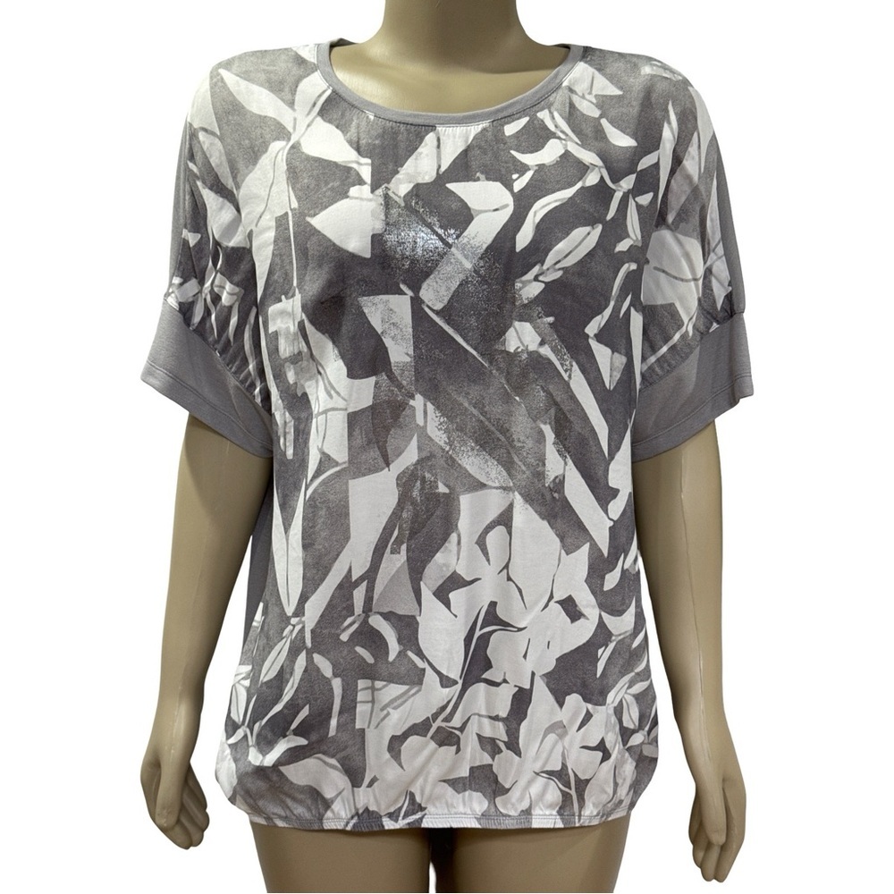 Rabe Botanical Print Metallic T-Shirt, Grey and white